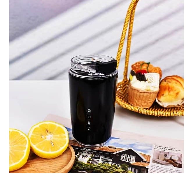 سميج كوب قهوة للسفر، كوب معزول للمشروبات سعة 240 مل مع غطاء مانع للتسرب، كوب قهوة يدوم طويلاً مع غطاء، ترمس قهوة للسف - Image 3